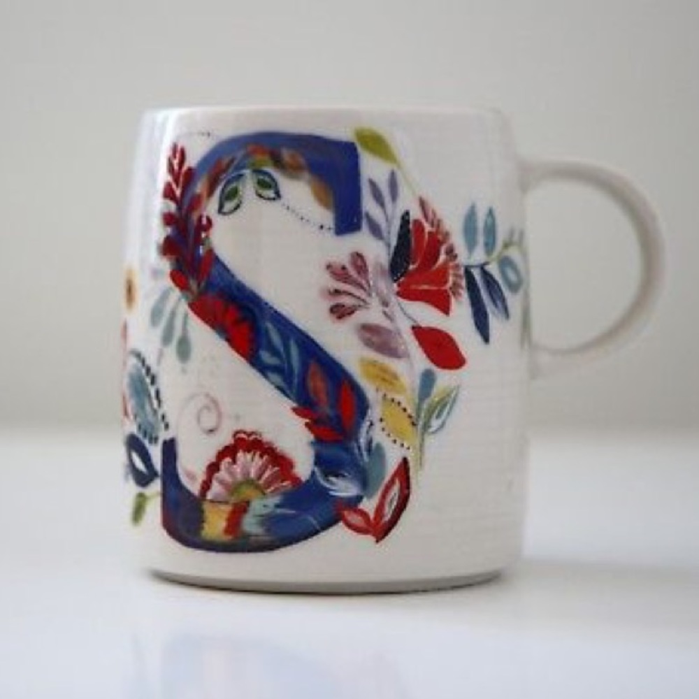 NEW Anthropologie Petal Palette Monogram Mug - S